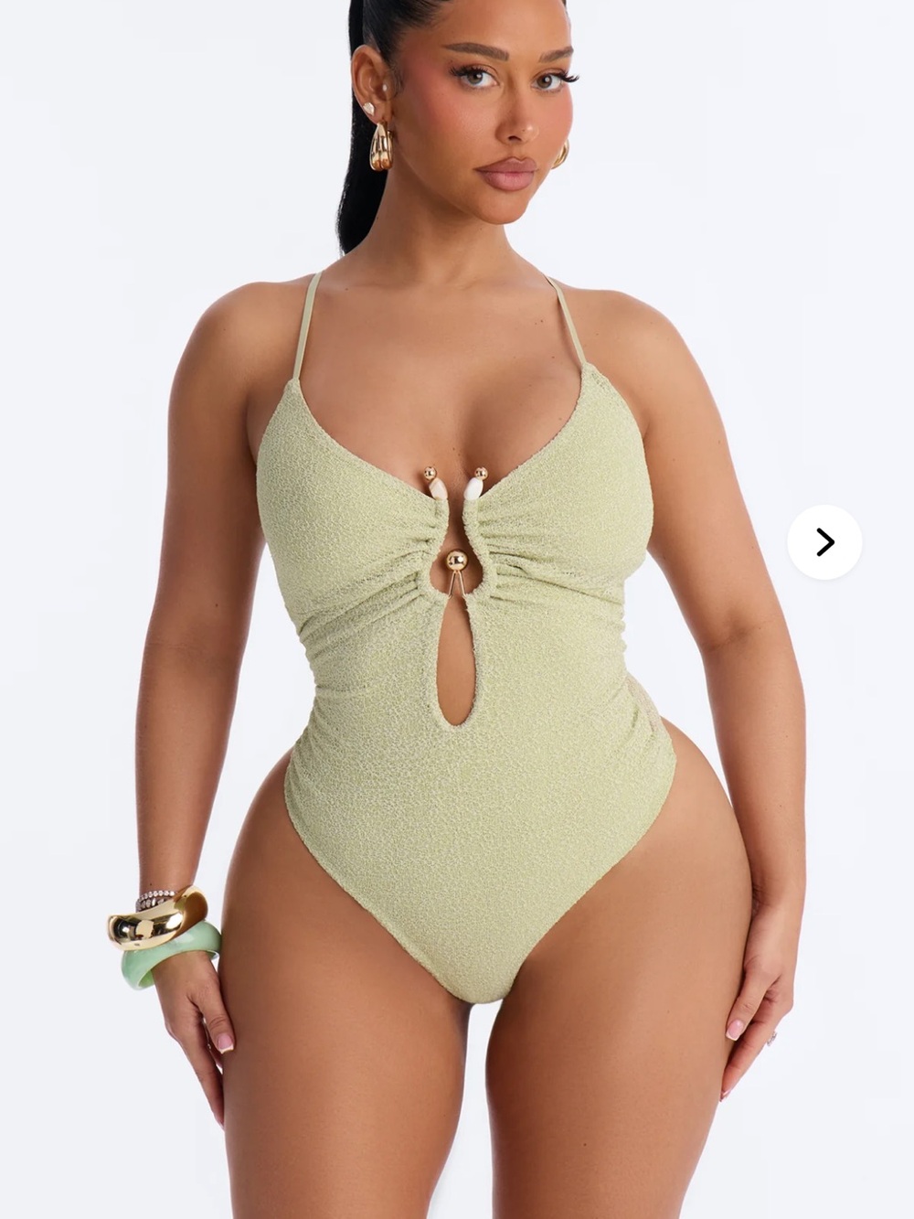 Fashion Nova Marisol Metallic Knit Hardware Bodysuit - Green